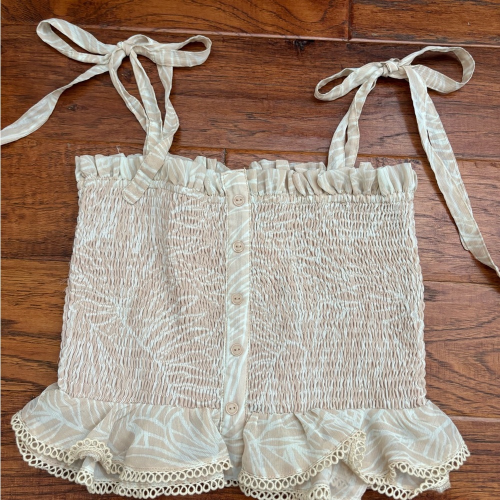 Lost + Wander White/Sand colored top